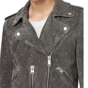 All Saints x Balfern Star Studded Suede Biker Jacket